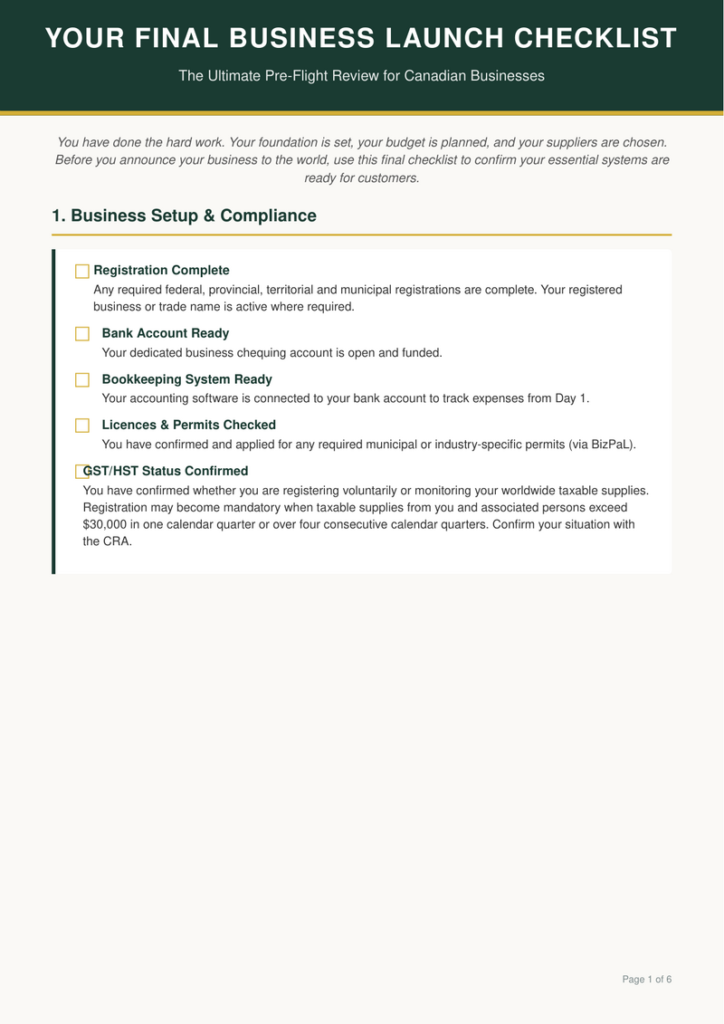 Cover of Business Launch Checklist