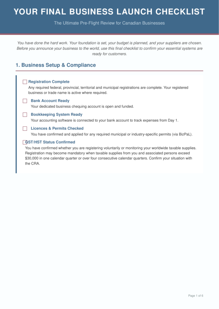 Cover of Business Launch Checklist