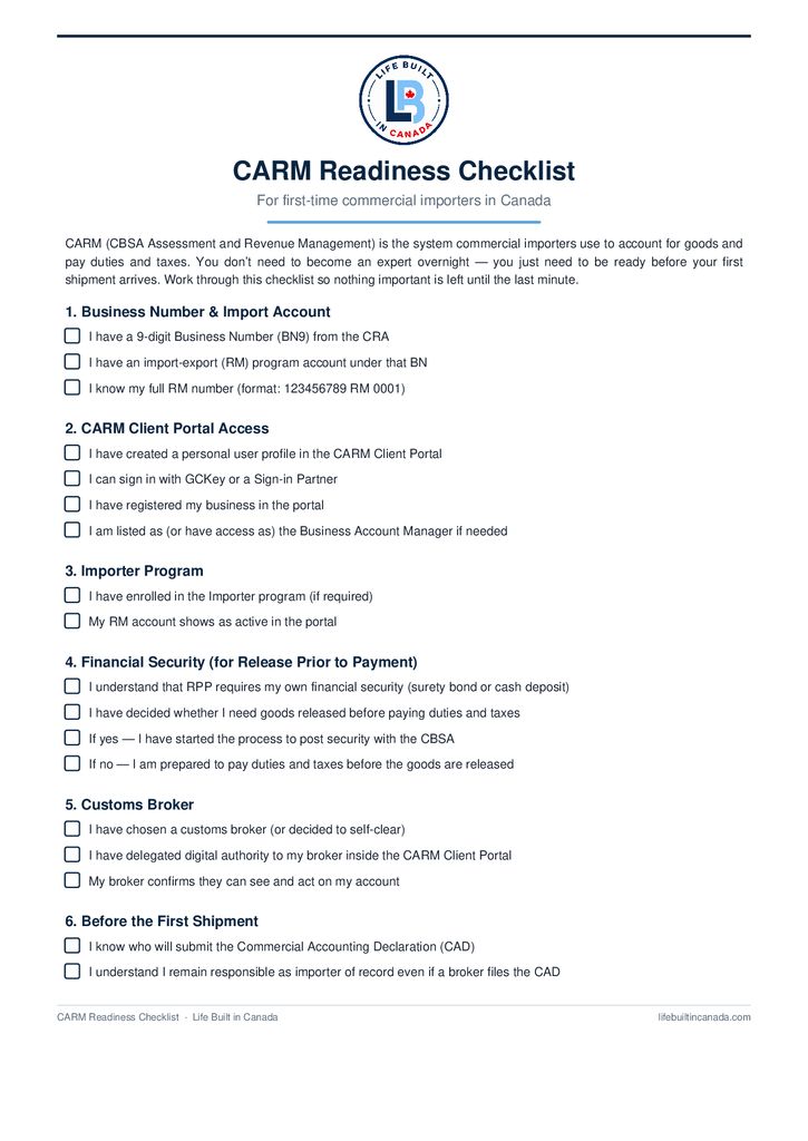 Cover of CARM Readiness Checklist