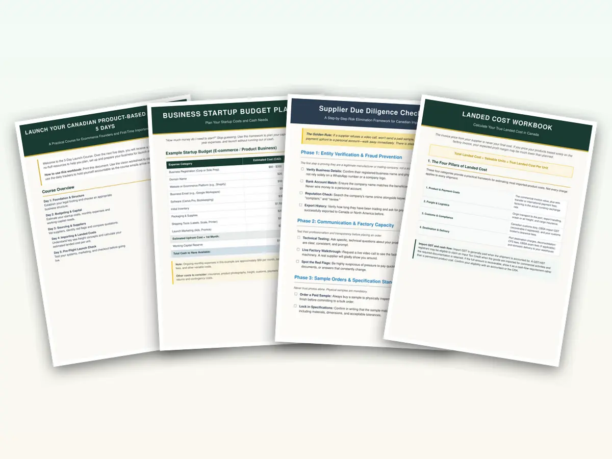 Preview of the free Canadian product-business course workbooks