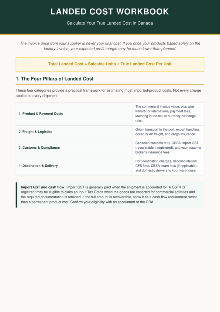 Cover of Landed Cost Workbook