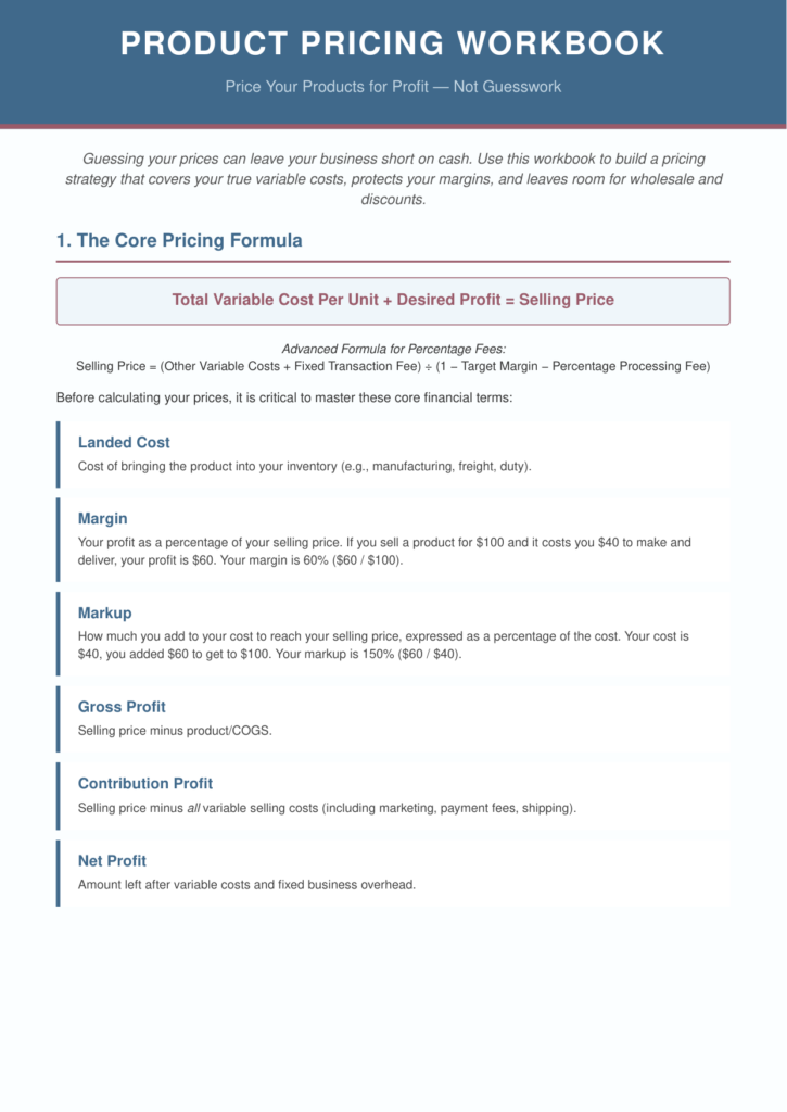 Cover of Product Pricing Workbook